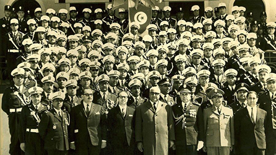 Sibsi'nin Savunma Bakanlığı görevini yürütürken çekilmiş fotoğrafı. Tunus, 1969. 