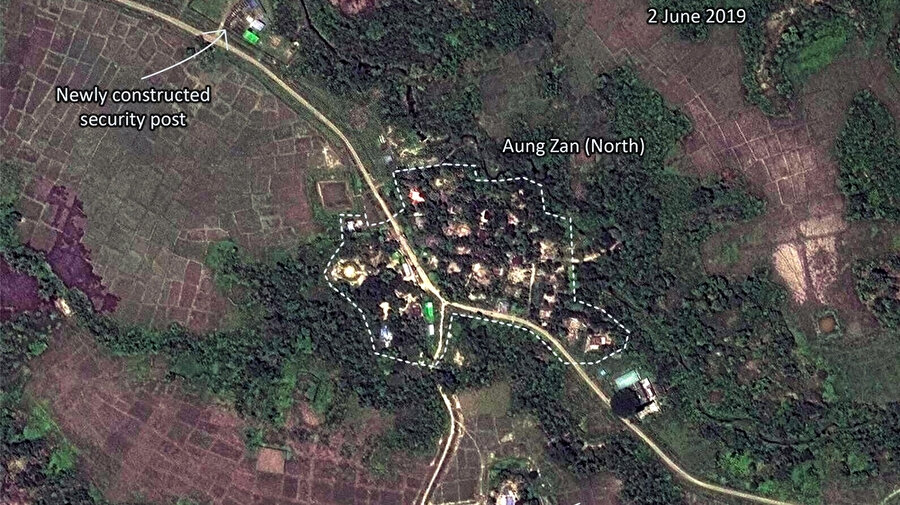 Raporda, geçen yıl bazı ücra bölgelerdeki yerleşim yerlerinin yıkıldığı kaydedilirken, Sınır Güvenlik Polisine ait binalar dışında, Aung Zan köyündeki tüm yapıların, 2019’un ilk üç ayında neredeyse tamamen yıkıldığı belirtildi.