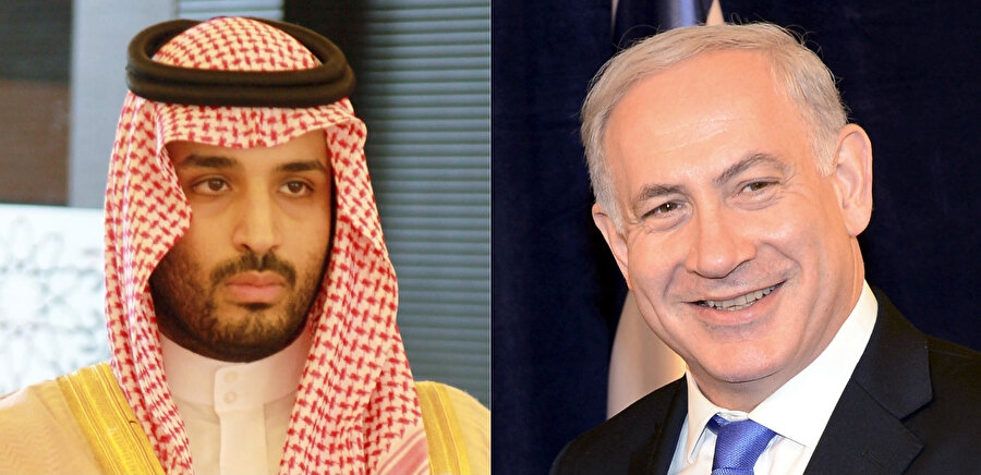 Suudi Arabistan Veliaht Prensi Muhammed bin Selman (solda) döneminde, İsrail'le ilişkiler stratejik ortaklık seviyesine ulaştı.