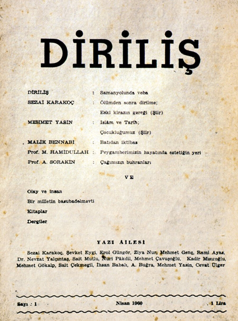 Diriliş dergisi, 1960 Nisan sayısı.