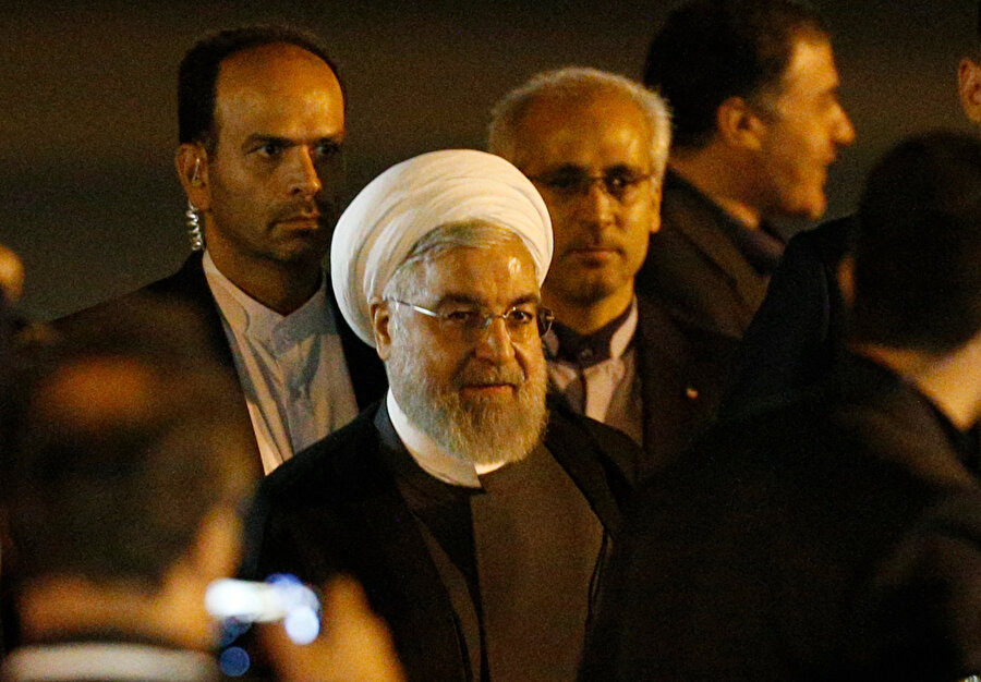 İran Cumhurbaşkanı Hasan Ruhani Ankara'ya geldiği sırada görünüyor.