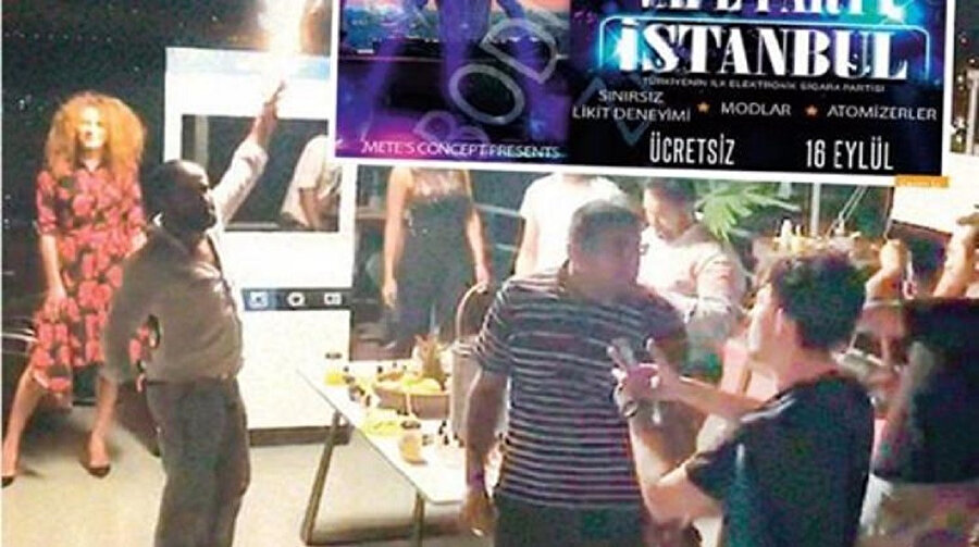 Beyoğlu’nda ‘elektronik sigara’ partisine polis baskın yaptı.