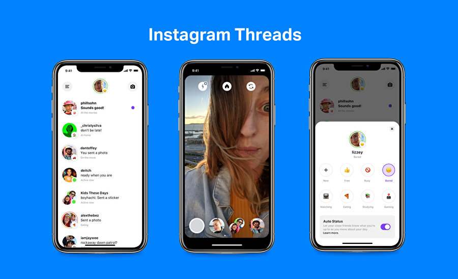Threads yakın arkadaşlar arasında oluşturulan gruplarda metin, fotoğraf ve video paylaşılmasını sağlıyor.