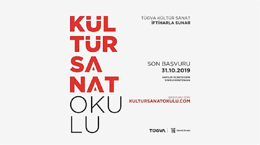 TÜGVA Kültür Sanat Okulu için son başvuru tarihi 31 Ekim 2019.