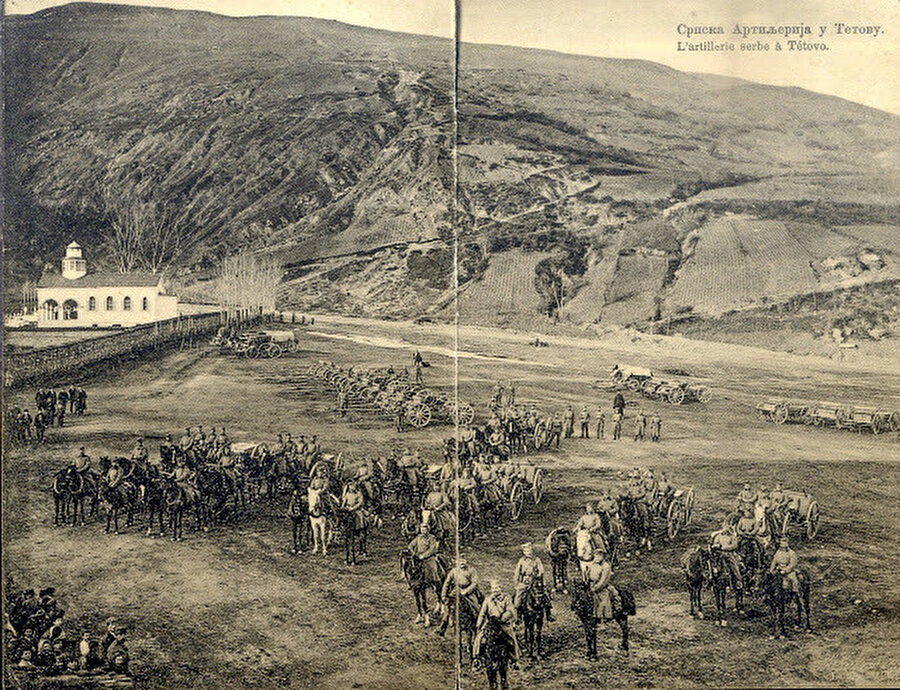 Birinci Balkan Savaşı sırasında Kalkandere'de Sırp topçusu.