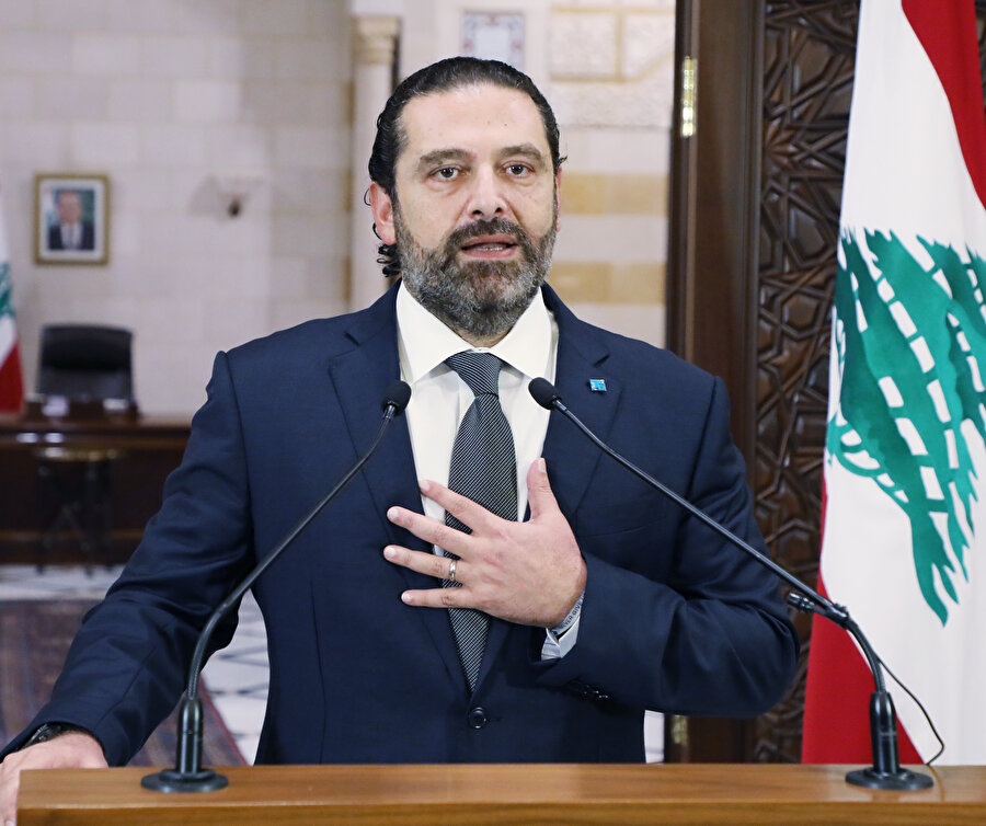Başbakan Hariri'nin, Beyrut'taki Hükümet Sarayı'nda düzenlediği basın toplantısından.