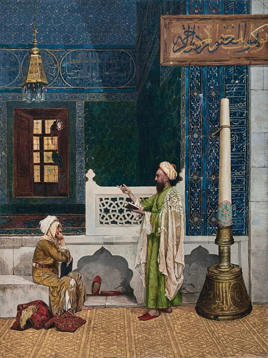 Yeşil Cami'de Kuran Dersi tablosu.