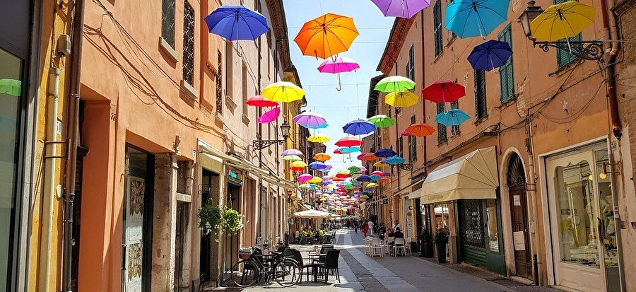 Verona şemsiyeli sokak. 