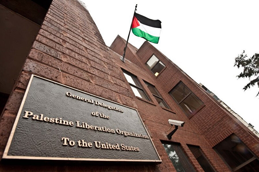 Filistin Kurtuluş Örgütü'nün (FKÖ) kapatılan Washington'daki ofisi.