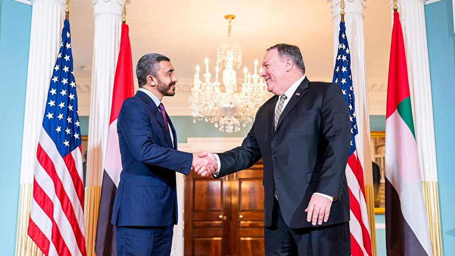 ABD Dışişleri Bakanı Mike Pompeo, BAE'li mevkidaşı Abdullah bin Zayid'in Washington'daki görüşmesi.