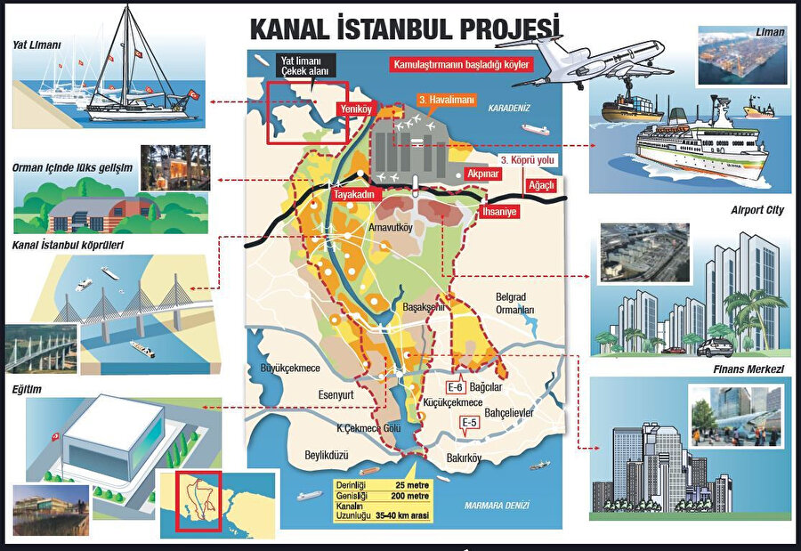 Kanal İstanbul projesinin güzergahı.