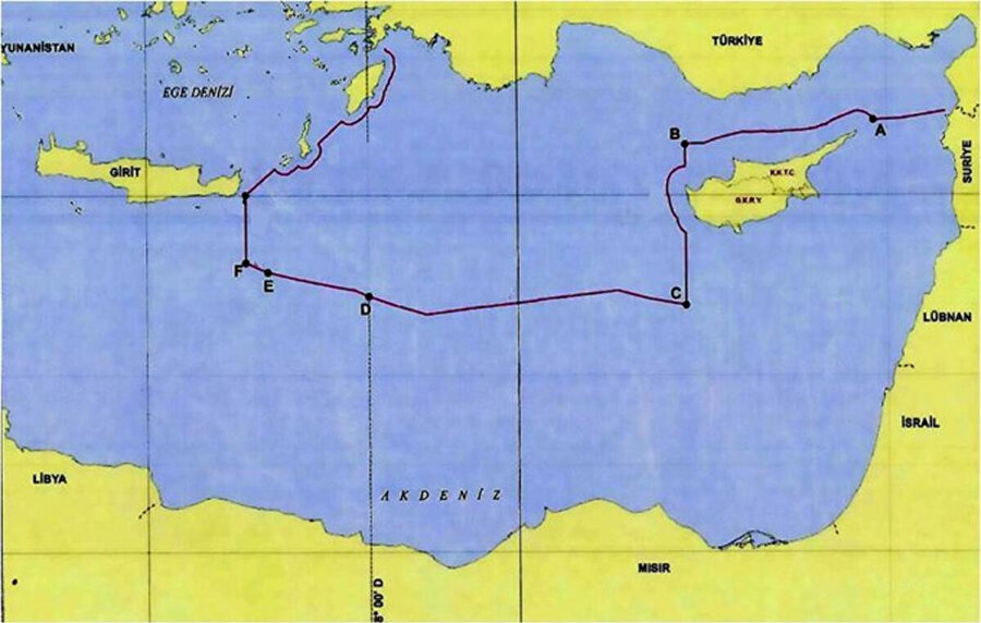 Türkiye-Libya sınırını gösteren yeni anlaşmanın haritası