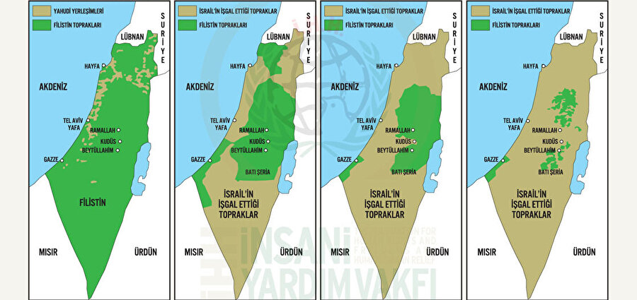 Bu harita İsrail'in, Filistin'i nasıl işgal ettiğinin en çarpıcı ifadesi...