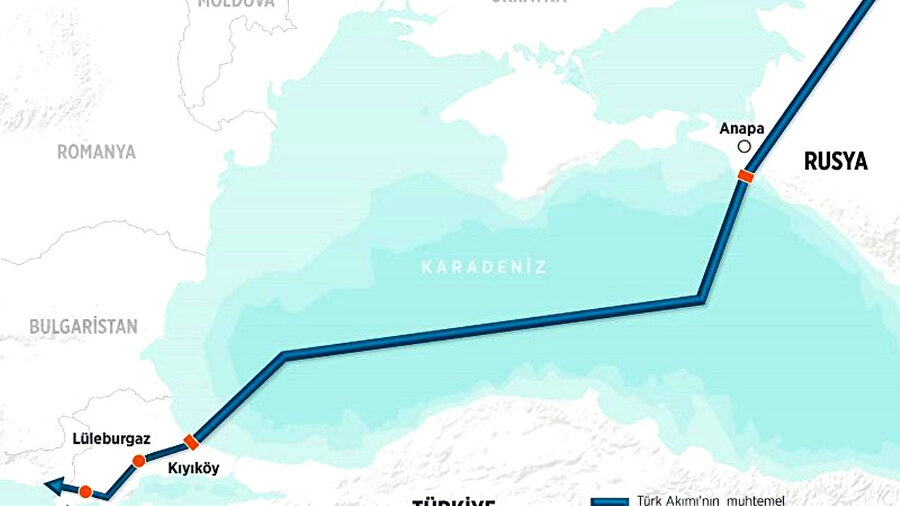TürkAkım'ı projesinin geçtiği yerleri gösteren harita