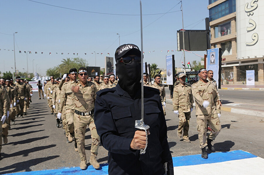 Irak'ta faaliyet gösteren Şii milis gücü Haşdi Şabi. 