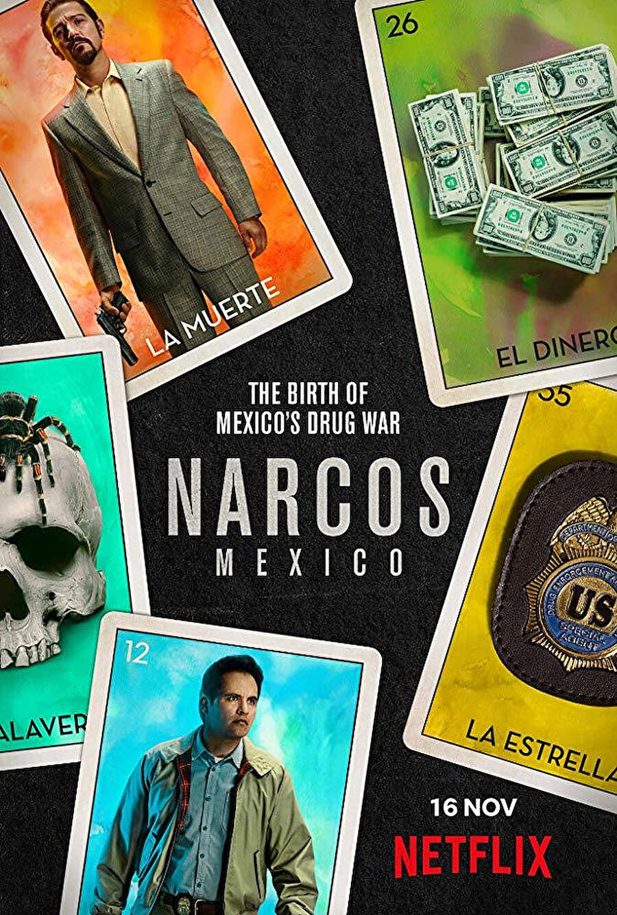 Kolombiyalı efsane suç ve uyuşturucu baronu Pablo Escobar’ın hayatını konu alan Narcos, son yılların en çok izlenen dizilerinden olmuştu. Netflix’te yeni gösterime giren Narcos Mexico ise bu kez kartelin Meksika ayağını konu alıyor. Dizide, Meksika’nın 1989’da kurulan en büyük uyuşturucu karteli Sinaloa’nın ordu baskınıyla dağıtılması üzerine, hırslı bir kenevir çiftçisinin Guadalajara’da bir uyuşturucu imparatorluğu kurma mücadelesiyle doğan Guadalajara Karteli’nin gerçek öyküsü ve ülkede süregelen kartel savaşları anlatılıyor.