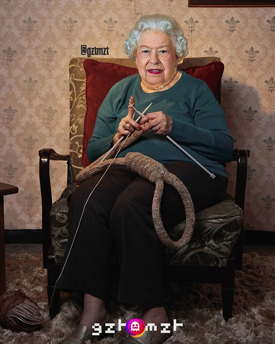 Kraliçe Elizabeth gelini için kışlık atkı örüyor