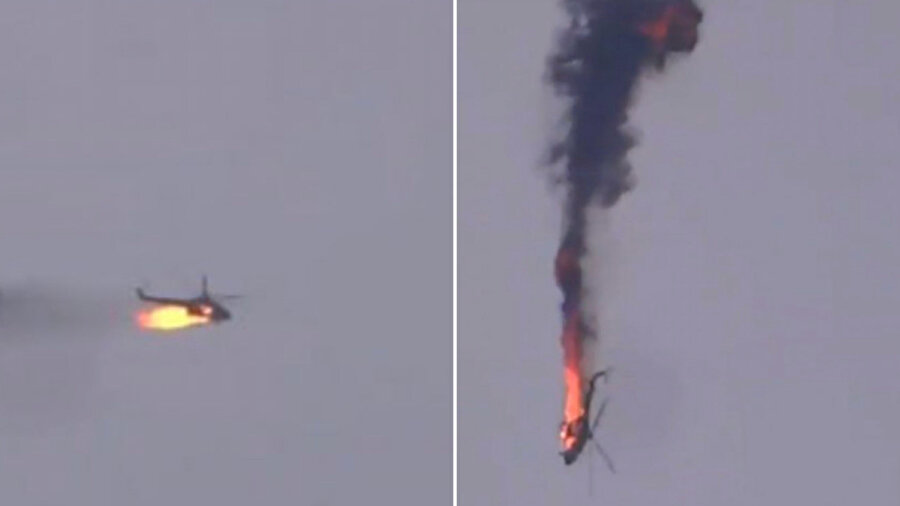 Gerginliğin yükseldiği İdlib’de, rejim güçlerine ait bir helikopter düşürüldü... 