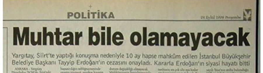 24 Eylül 1998 yılında çıkan Radikal Gazetesi'nin iç sayfasının başlığı...