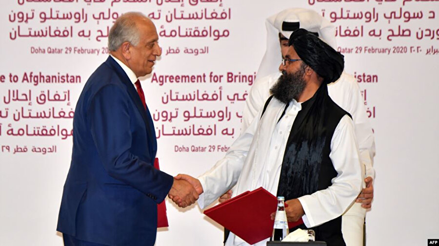 Taliban ile ABD arasında, Katar'ın başkenti Doha'da imzalanan "Afganistan'a Barışı Getirme" anlaşması.