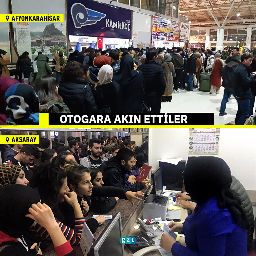 Öğrenciler otogarlara akın etti