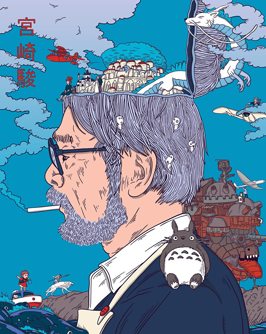 Animenin babası sayılır Miyazaki ve sanat tarihine eşsiz bir tat ve tebessüm bırakır.