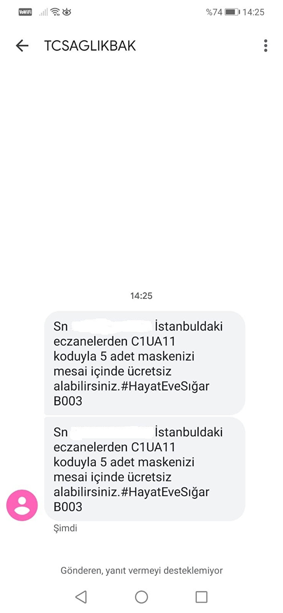 İstanbullulara gönderilen mesajlar