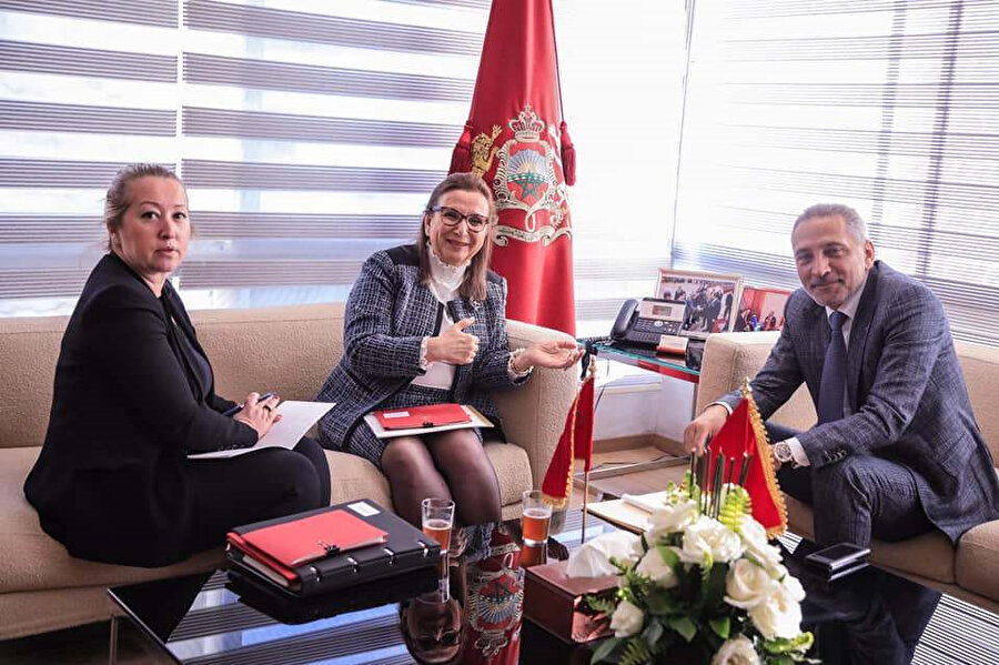 Türk Ticaret Bakanı Ruhsar Pekcan ile Fas Ticaret Bakanı Mulay Hafid el Alami'nin görüşmesi.