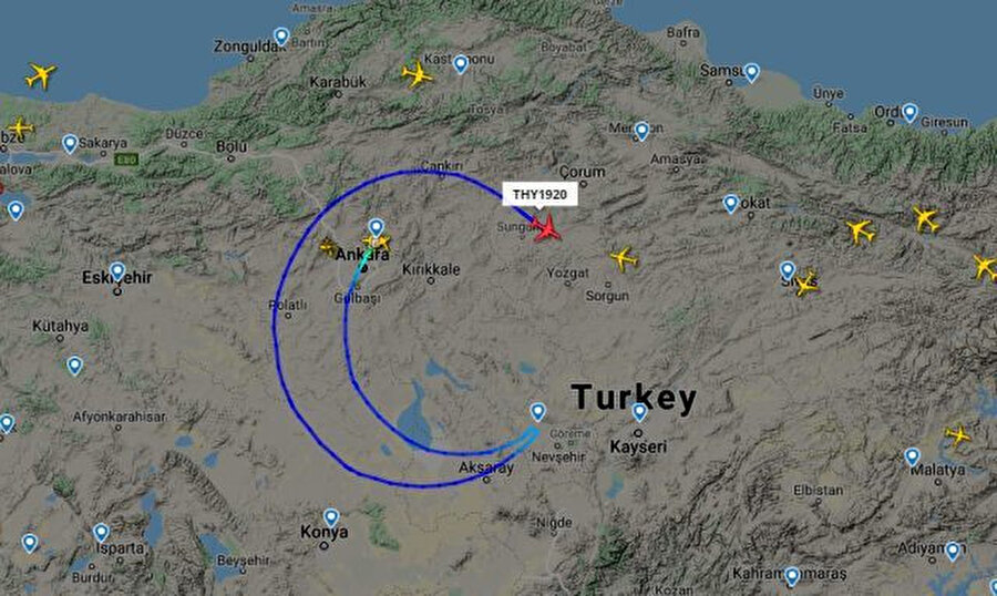 THY, uçağının radar görüntüsü