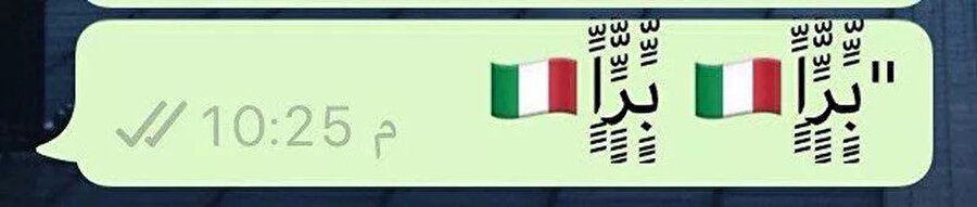 İtalyan bayrağının yer aldığı bu mesaj iPhone, iPad, Mac ya da Apple Watch'lara geldiği anda sistemi çökertiyor. 