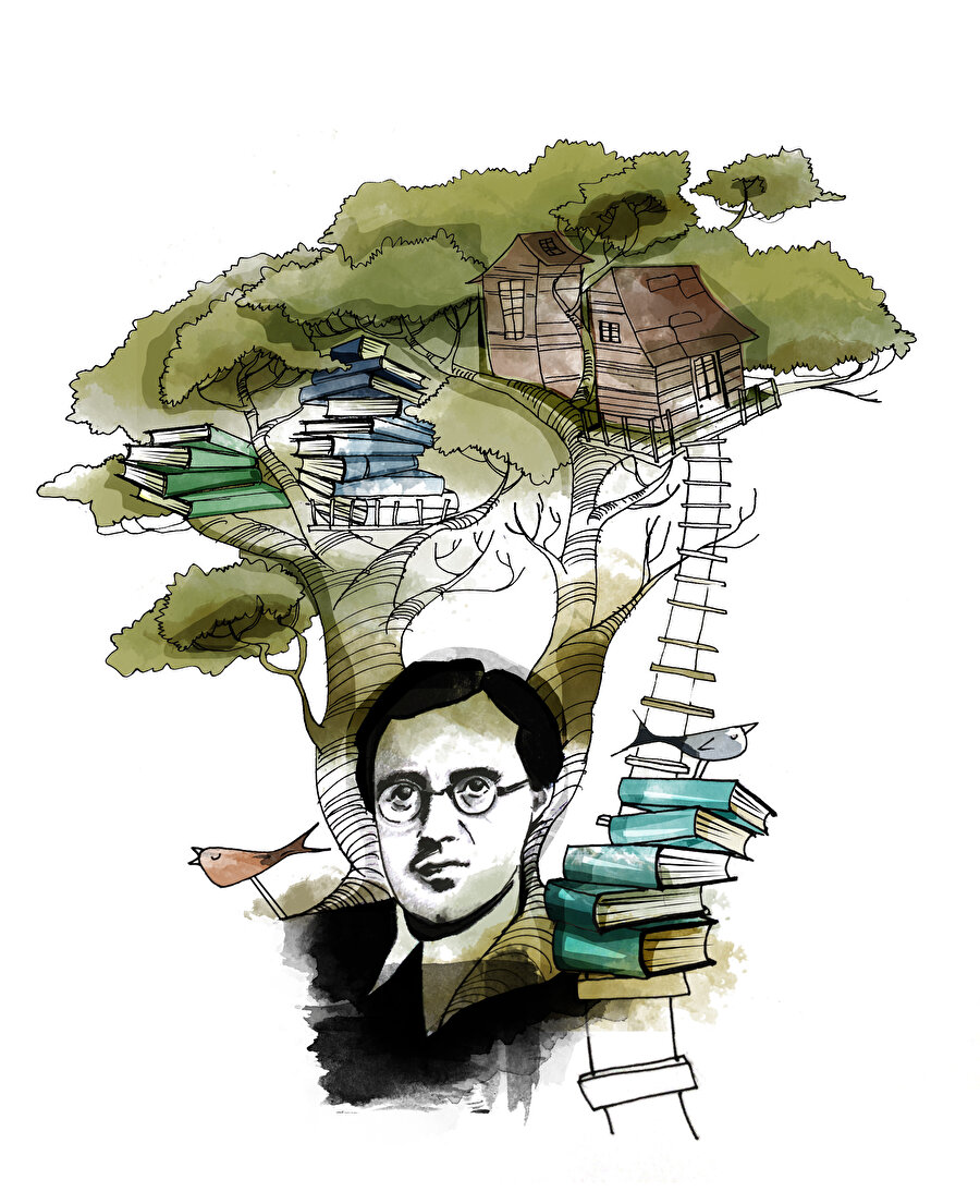 Mahmut  Yesari edebiyat emeğini bir kenara koyamadan hızla yazdığı derinlikli romanlarındaki kahramanlarıyla devrinin insanının büyük gerçekliğini kurguluyor. (Çizim :Cemile Ağaç Yıldırım)