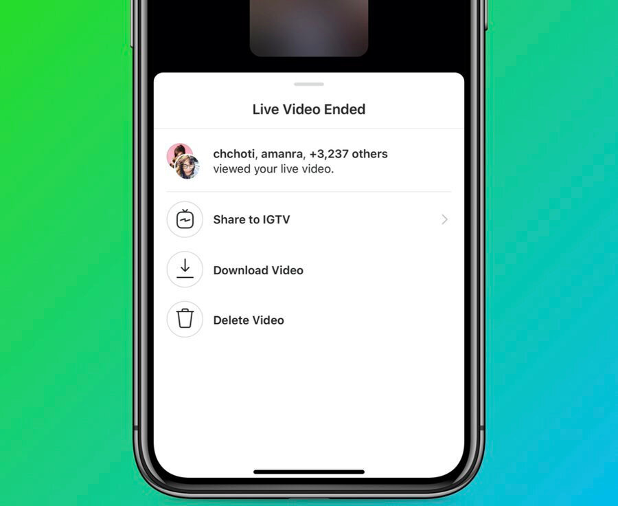 Böylece artık Instagram'da yapılan canlı yayınlar yayın bittikten sonra tek tuşla IGTV'ye kaydedilebiliyor.