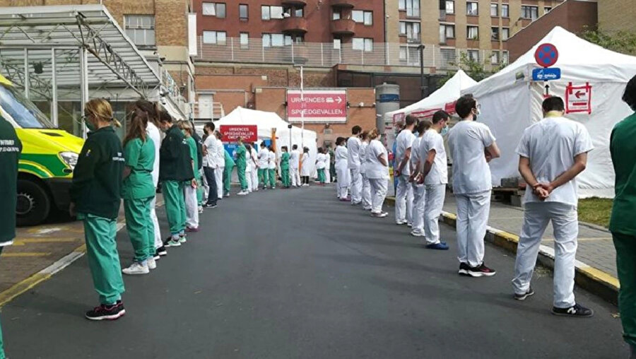 Belçika'da sağlık çalışanlarından protesto