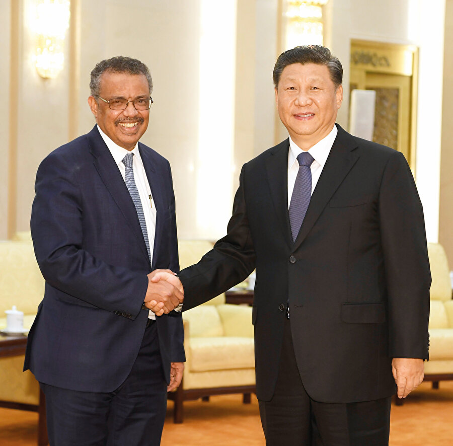 DSÖ Direktörü Tedros Adhanom Ghebreyesus ve Çin Devlet Başkanı Şi Cinping