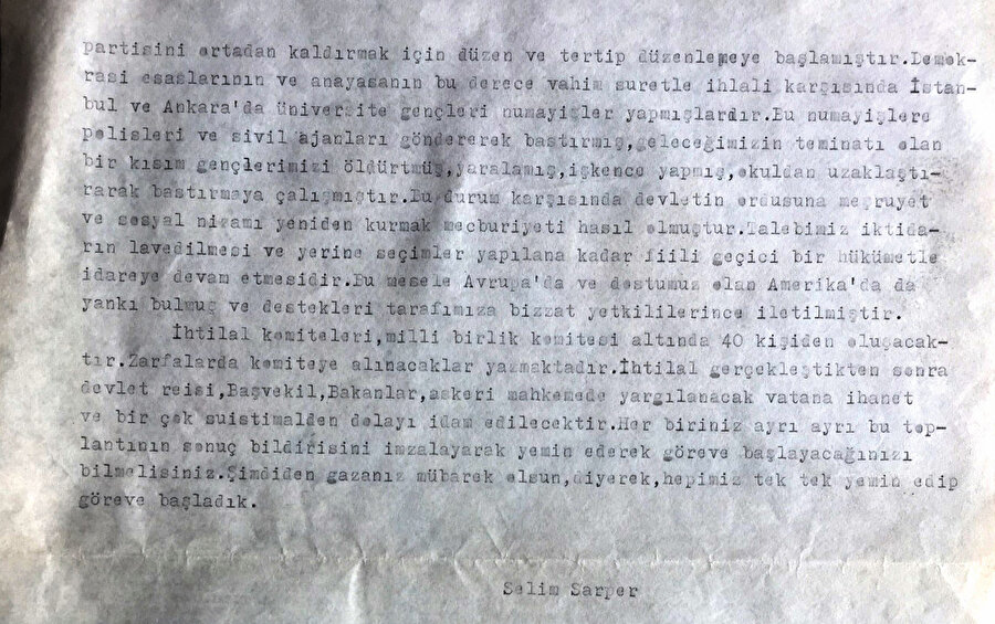 Selim Sarper'in İnönü'nün Demokrat Parti hakkındaki galiz sözlerini ve işi nasıl darbeye getirdiğini anlatan yazısı