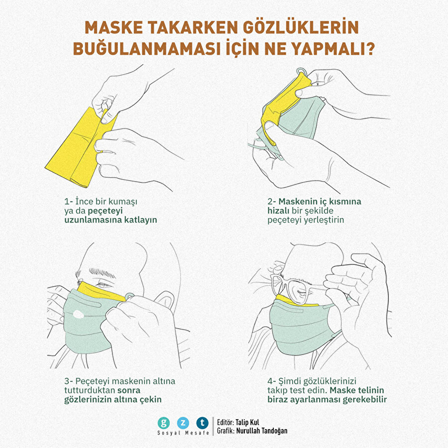 Maske takarken gözlüklerin buğulanmaması için ne yapılmalı?