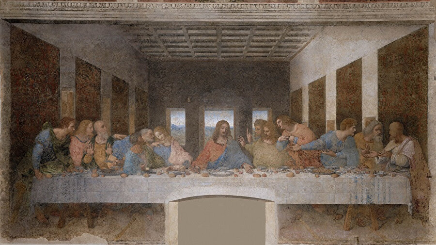 Leonardo da Vinci, Son Akşam Yemeği (The Last Supper): 1494-98 Leonardo’nun o güne kadarki aldığı en büyük sipariş, Sforza himayesindeyken aldığı Santa Marie delle Grazie Kilisesi’nin yemekhanesi için tasarlanan Son Akşam Yemeği freskidir