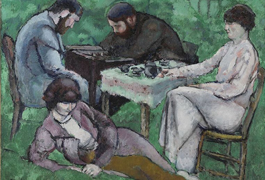 The Chess Game, 1910: Bu resim sanatçının Paris'in eteklerindeki Villon stüdyosunun bahçesinde kardeşleri Raymond Duchamp-Villon (solda) ve Jacques Villon (sağda) ve eşleri Yvonne ve Gaby'yi tasvir ediyor.