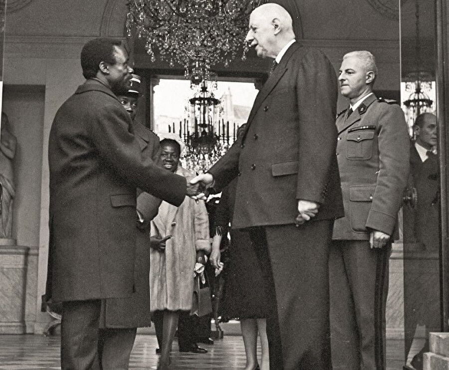 Gabon devlet başkanı Omar Bango - Franca cumhurbaşkanı De Gaulle 