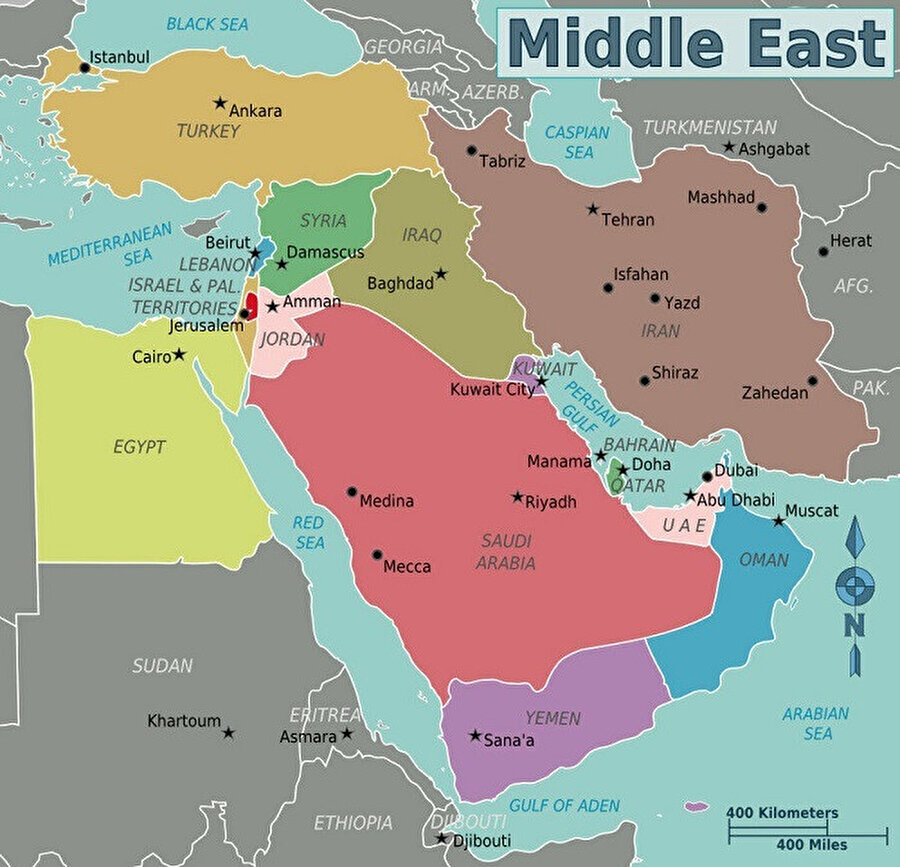 Orta Doğu haritası.