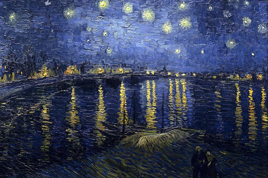 Rhone Nehri Üzerinde Yıldızlı Gece, Van Gogh, 1889.