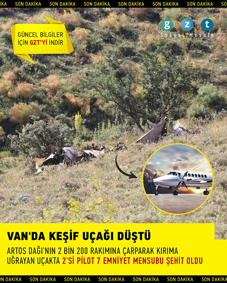 Van'da keşif uçağı düştü