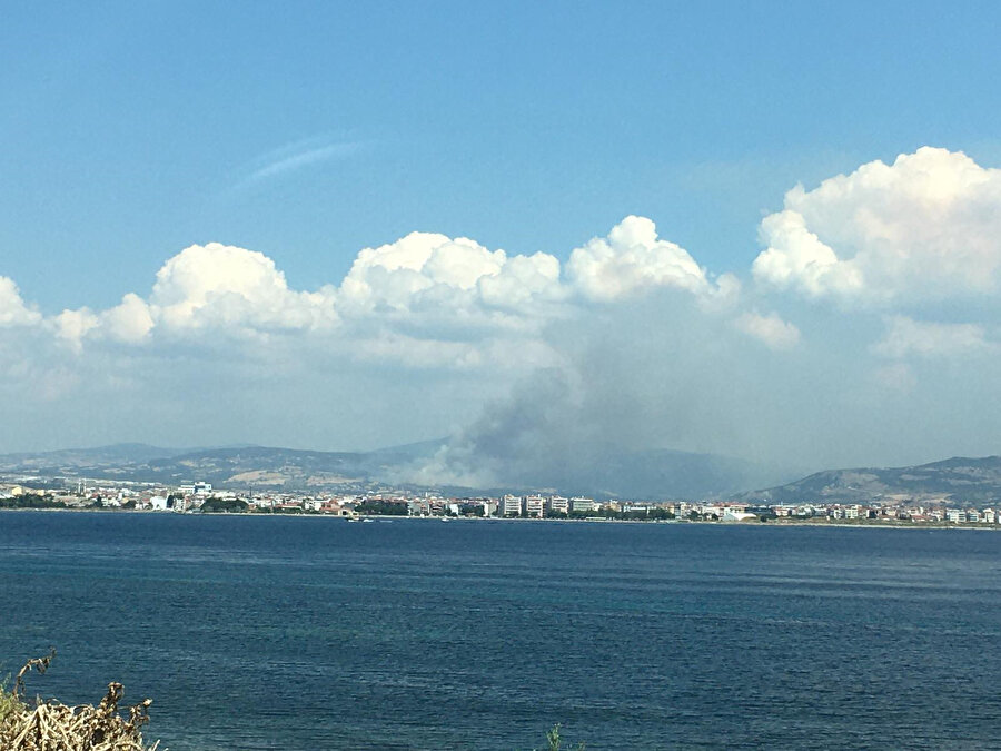 Çanakkale'deki orman yangınından yükselen dumanlar