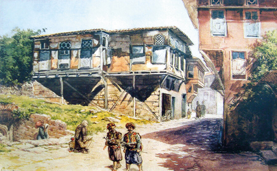 Hoca Ali Rıza’nın resimlerinde öne çıkan, kendini mahallenin bir parçası olarak gösteren evler özellikle önemlidir. 