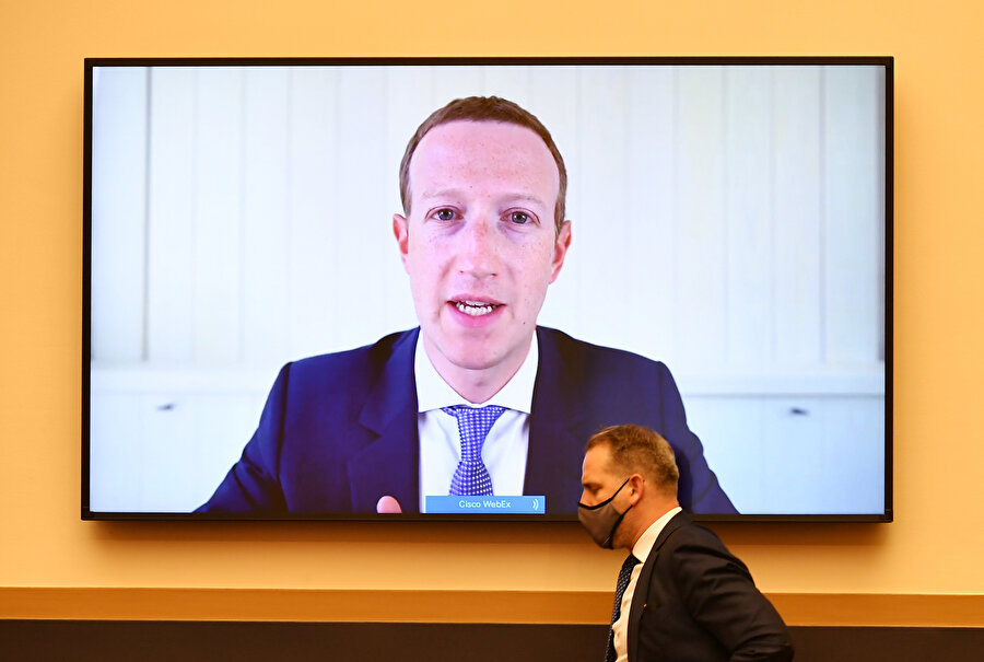 Facebook'un kurucu CEO'su Mark Zuckerbeg Kongre'de ifade verirken, 29 Temmuz 2020