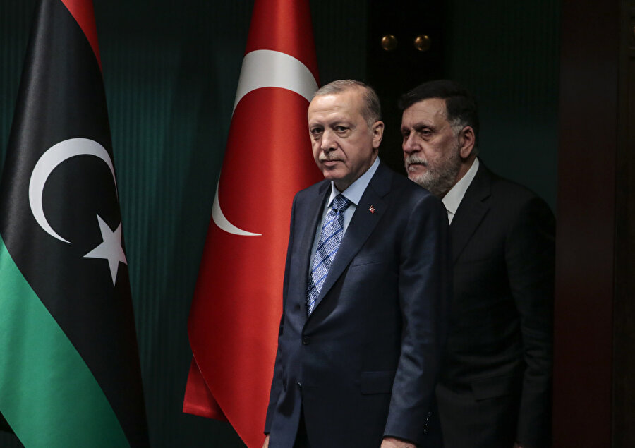 Cumhurbaşkanı Recep Tayyip Erdoğan, Libya Başbakanı Fayiz es-Serrac ile (Arşiv)