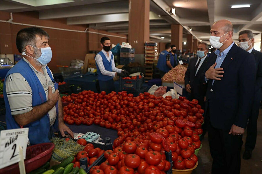 İçişleri Bakanı Soylu pazarları denetledi