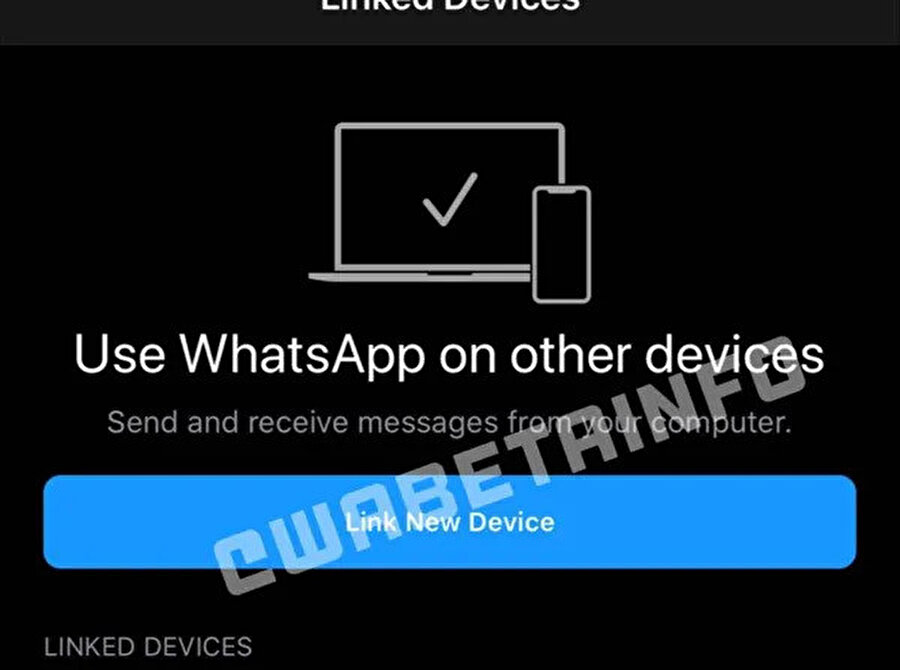 WhatsApp'ın çoklu cihaz desteğini netleştiren ekran görüntülerinden biri. 
