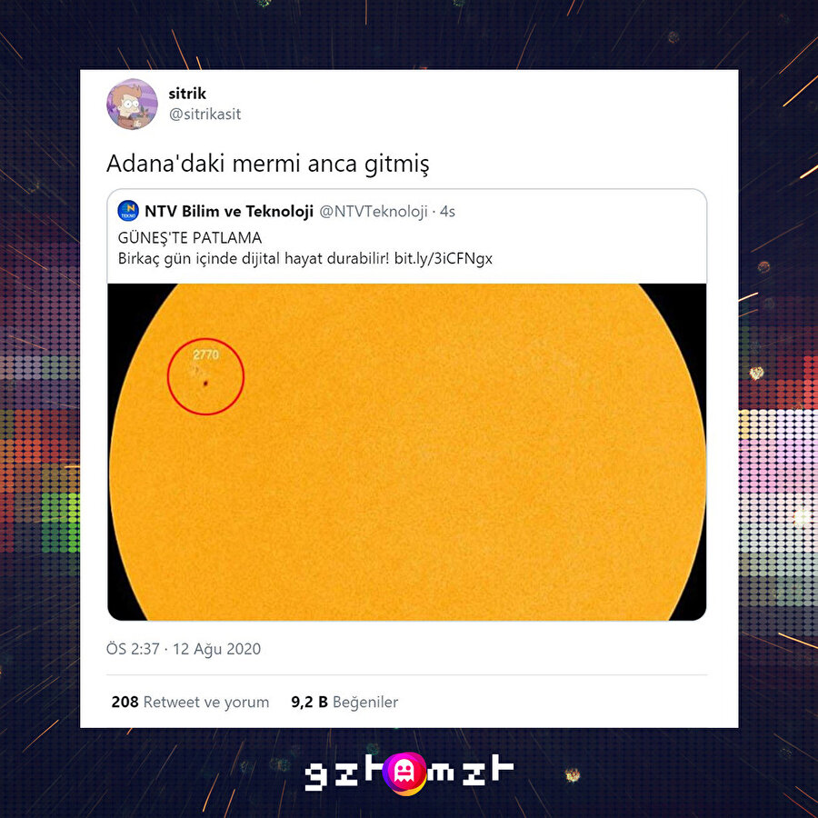 Mesaj yerine ulaşmış