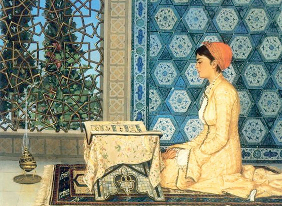 Osman Hamdi Bey'in, Kuran Okuyan Kız isimli tablosudur. (1880)